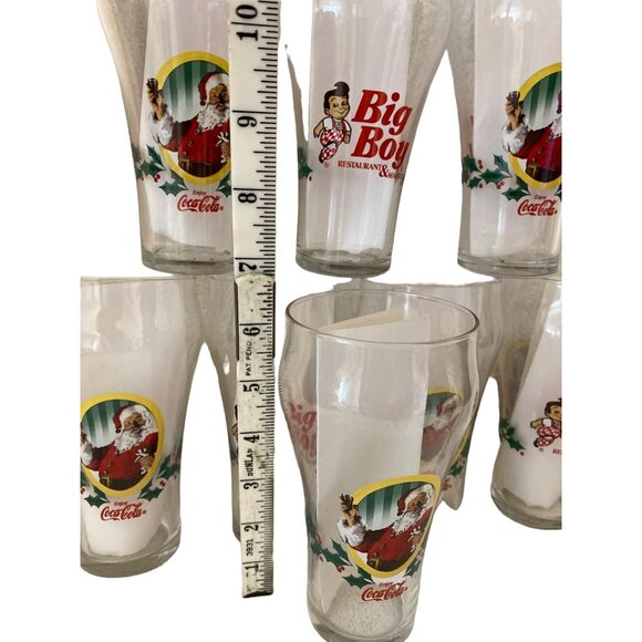Big Boy Restaurant Santa Coca Cola 8 Glasses Santa Christmas - Picture 4 of 4
